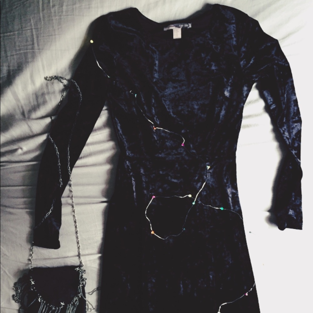 Forever 21 black velvet maxi dress